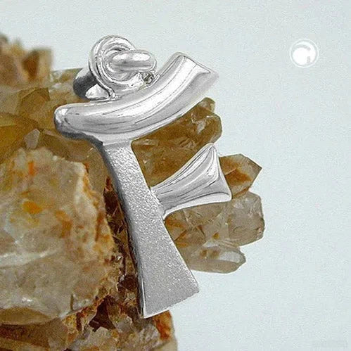 Anhänger 15x11mm Buchstabe F teilmattiert glänzend Silber 925-Buchstaben-Anhänger Silber-Schmuckhoelle.com