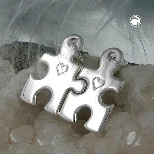 Anhänger 27x22mm Doppelanhänger Bauteile mit Herz glänzend Silber 925-Freundschaftsanhänger Silber-Schmuckhoelle.com