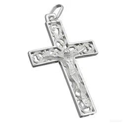 Anhänger 33x20mm Kreuz mit Jesus glänzend Silber 925-Kreuz-Anhänger Silber-Schmuckhoelle.com