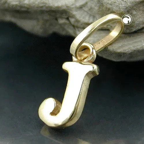 Anhänger 8x4mm Buchstabe J glänzend 9Kt GOLD-Anhänger Sonstige GOLD-Schmuckhoelle.com