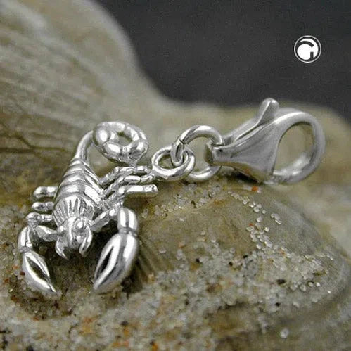 Anhänger Charm 14x12mm Skorpion glänzend rhodiniert Silber 925-Charms Anhänger Silber-Schmuckhoelle.com