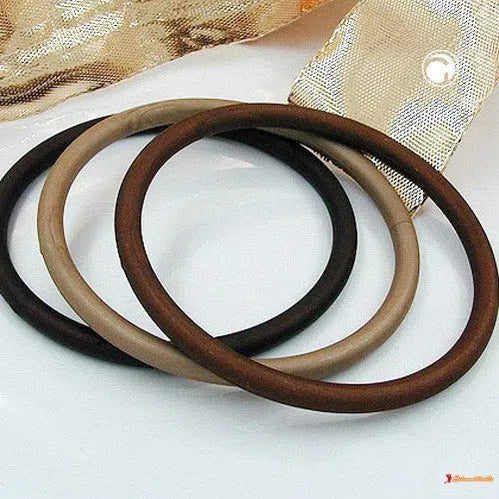 Armreifen 75x15mm Ringspiel 3 Kunststoffringe in unterschiedlichen Brauntönen matt-Armbänder/Armreifen Modeschmuck-Schmuckhoelle.com