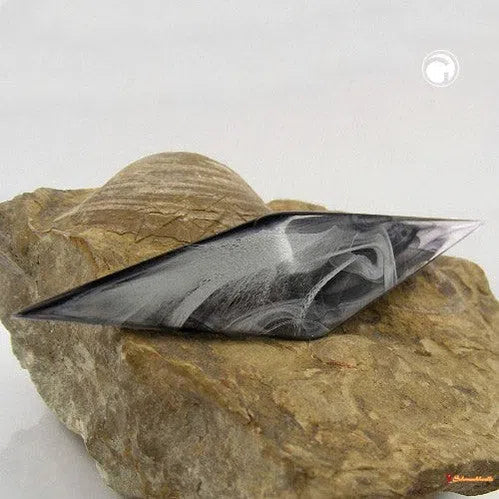 Brosche Spitze silber-schwarz-marmor-Broschen/Pins Modeschmuck-Schmuckhoelle.com