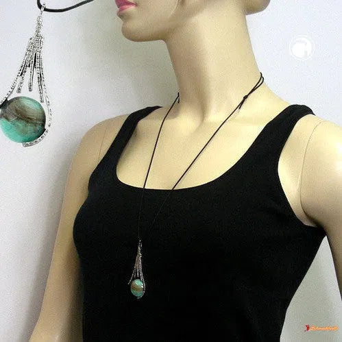 Kette Anhänger Zinn grünton-Ketten grün-Schmuckhoelle.com