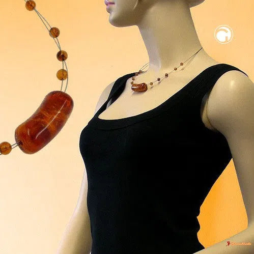 Kette Drahtkette Walze crash-schildpatt Kunststoffperlen 45cm-Drahtketten Kunststoff-Perlen-Schmuckhoelle.com