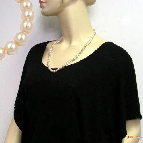 Kette Glasperle geknotet creme-Perlenketten Glas ab 50cm-Schmuckhoelle.com