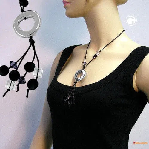 Kette Knochenring chrom schwarz-Ketten schwarz-Schmuckhoelle.com