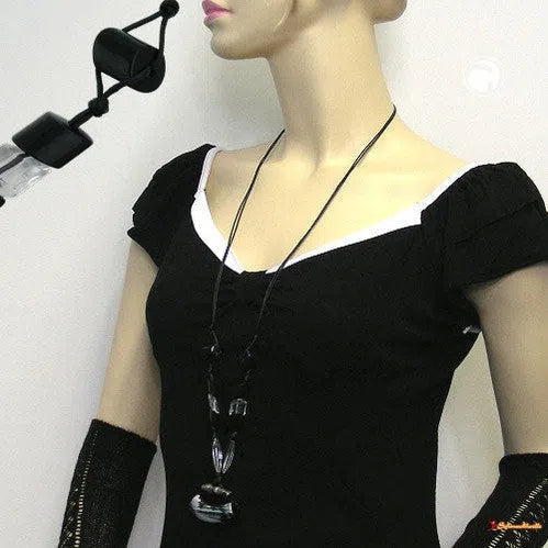Kette Rohr flach schwarz-silber asi-Rohrketten ab 60cm-Schmuckhoelle.com