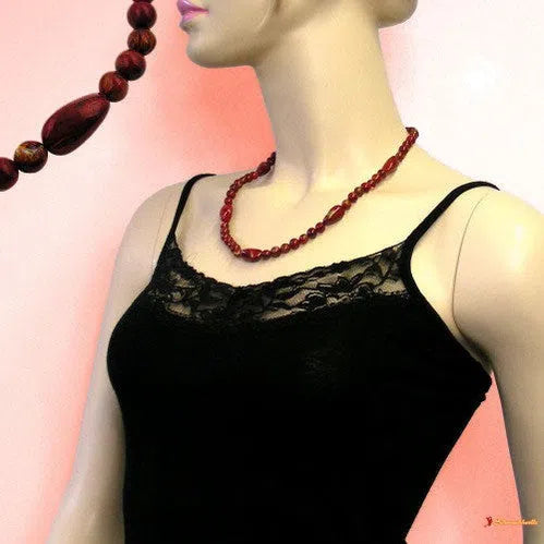 Kette Winkelperle Kunststoff rot-gold-marmoriert glänzend 55cm-Ketten rot-rosa-Schmuckhoelle.com