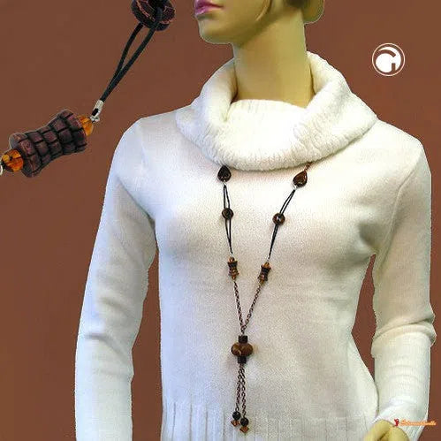 Kette rostbraun-kupfer-Ketten beige-braun-Schmuckhoelle.com