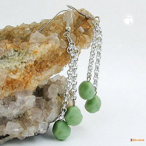 Ohrhaken Erbskette mit Perle grün-Ohrhaken Modeschmuck-Schmuckhoelle.com