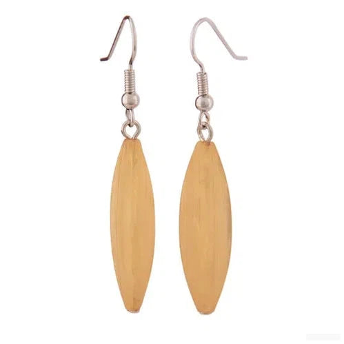 Ohrhaken Ohrhänger Ohrringe 30x9mm Rillenolive Kunststoff gelb-marmoriert-Ohrhaken Modeschmuck-Schmuckhoelle.com