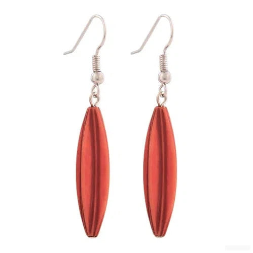 Ohrhaken Ohrhänger Ohrringe 30x9mm Rillenolive Kunststoff orange-antik-Ohrhaken Modeschmuck-Schmuckhoelle.com