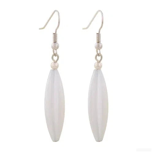 Ohrhaken Ohrhänger Ohrringe 30x9mm Rillenolive Kunststoff wachsweiß-Ohrhaken Modeschmuck-Schmuckhoelle.com