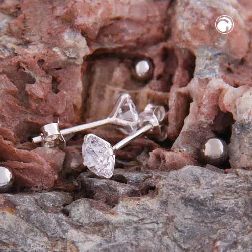 Ohrstecker Ohrring 6mm Zirkonia rund gefasst Silber 925-Ohrstecker Zirkonia weiß Silber-Schmuckhoelle.com