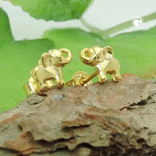 Ohrstecker Ohrring 6x7mm kleiner Elefant glänzend 9Kt GOLD-Ohrstecker Tiermotive GOLD-Schmuckhoelle.com