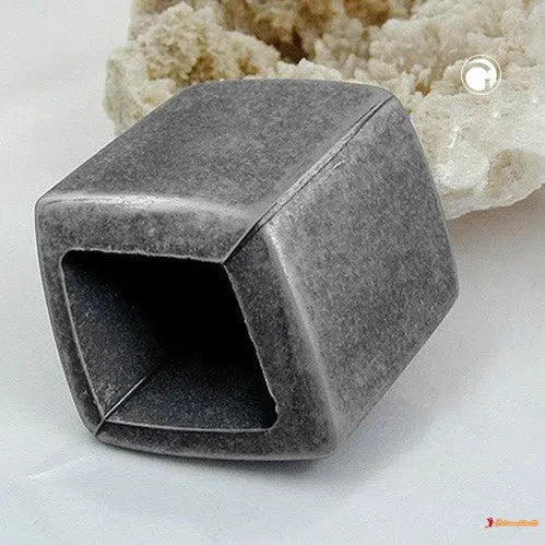 Tuchring 45x36x18mm Sechseck altsilber-metallfarben Kunststoff-Tuchringe Modeschmuck-Schmuckhoelle.com