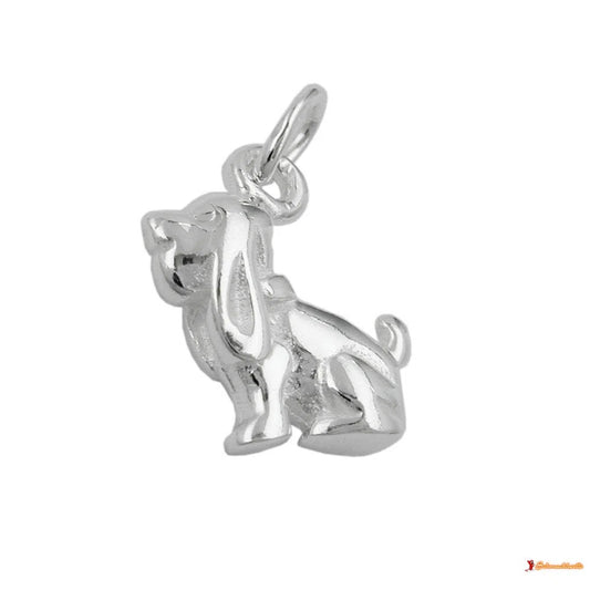 Anhänger 13x10mm Hund mit Schlappohren Silber 925-Tier-Anhänger Silber-Schmuckhoelle.com
