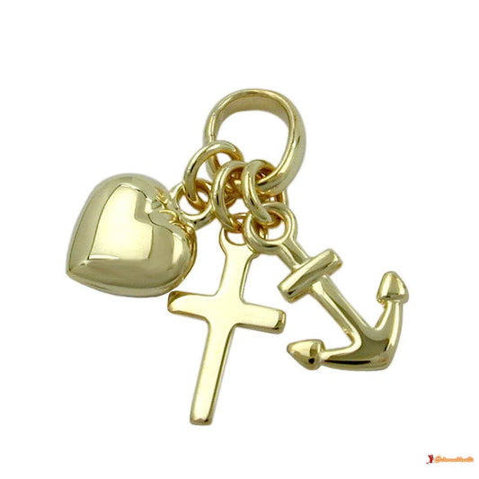 Anhänger 15mm Glaube-Liebe-Hoffnung glänzend 9Kt GOLD-Anhänger religiöse Motive GOLD-Schmuckhoelle.com