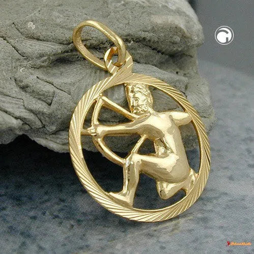 Anhänger 15mm Sternzeichen Schütze 9Kt GOLD-Anhänger Sternzeichen GOLD-Schmuckhoelle.com