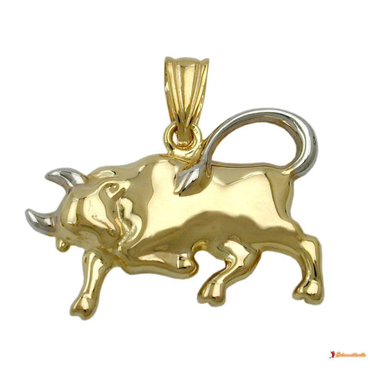 Anhänger 16x23mm Stier bicolor rhodiniert 9Kt GOLD-Tieranhänger GOLD-Schmuckhoelle.com