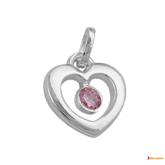 Anhänger 17x16mm Herz Zirkonia pink Silber 925-Herz-Anhänger Silber-Schmuckhoelle.com