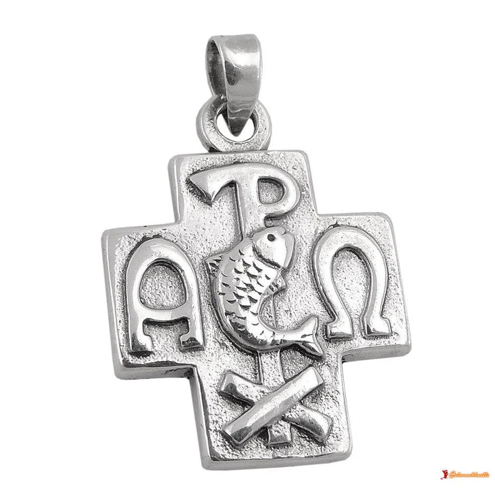 Anhänger 17x16mm christliche Symbolik Silber 925-Kreuz-Anhänger Silber-Schmuckhoelle.com