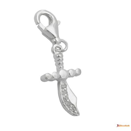Anhänger 19x10mm Charm Krummsäbel mit Zirkonias glänzend Silber 925-Charms Anhänger Silber-Schmuckhoelle.com