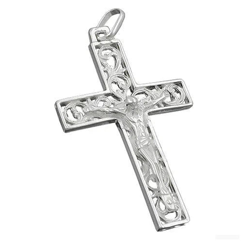 Anhänger 33x20mm Kreuz mit Jesus glänzend Silber 925-Kreuz-Anhänger Silber-Schmuckhoelle.com