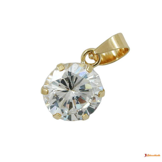 Anhänger 8mm Zirkonia weiß rund 9Kt GOLD-Anhänger Zirkonia weiß GOLD-Schmuckhoelle.com
