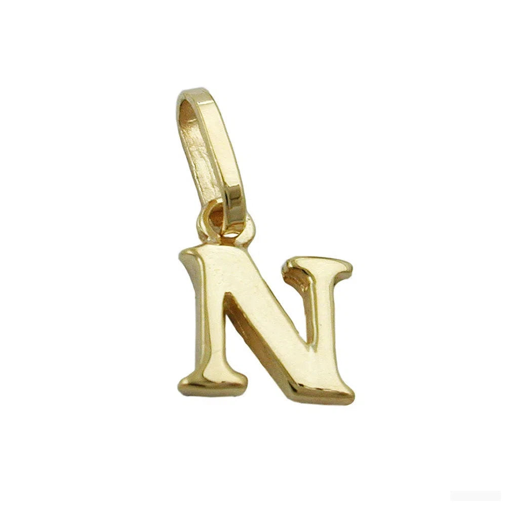 Anhänger 8x6mm Buchstabe N glänzend 9Kt GOLD-Anhänger Sonstige GOLD-Schmuckhoelle.com
