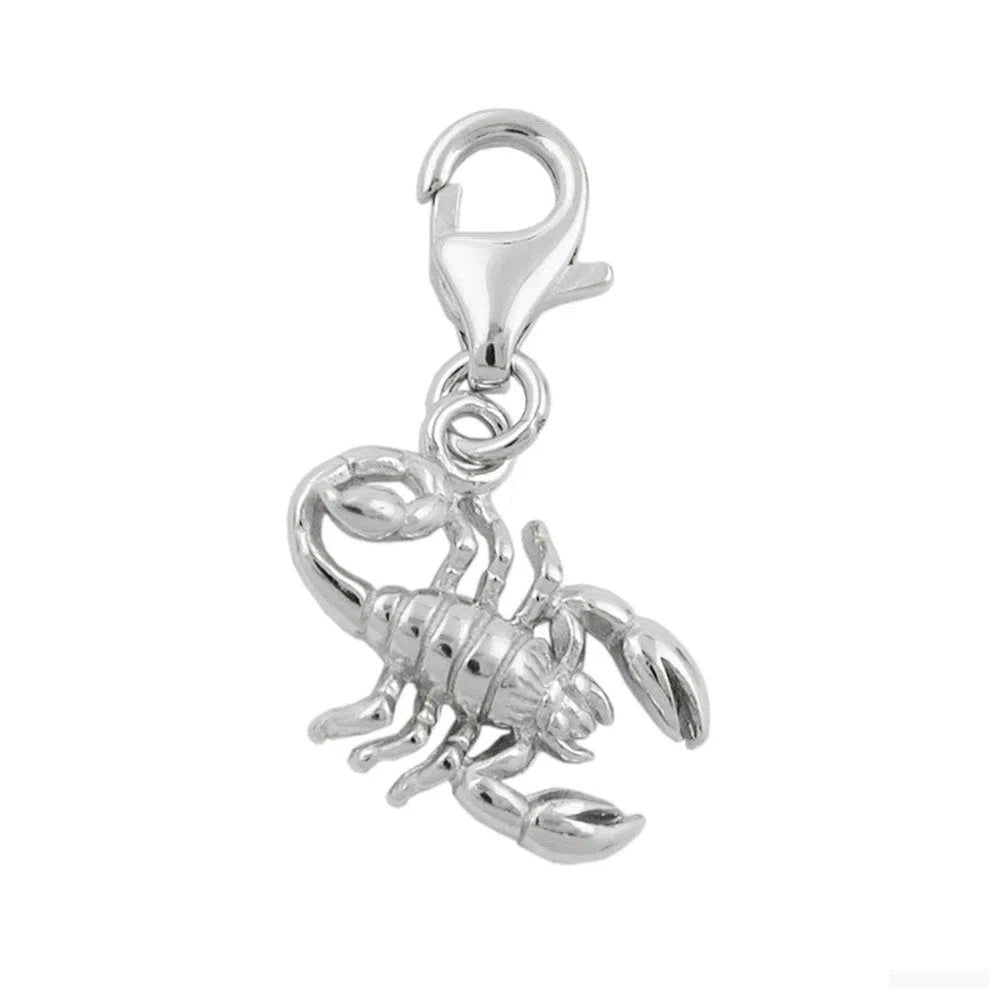 Anhänger Charm 14x12mm Skorpion glänzend rhodiniert Silber 925-Charms Anhänger Silber-Schmuckhoelle.com