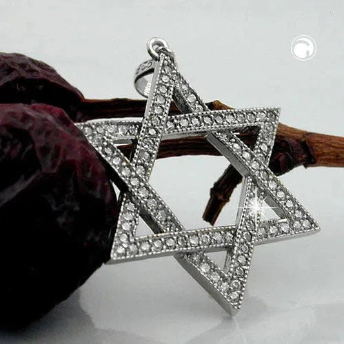 Anhänger David-Stern Zirkonia Silber 925-Religiöse Anhänger Silber-Schmuckhoelle.com