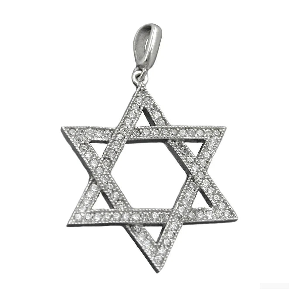 Anhänger David-Stern Zirkonia Silber 925-Religiöse Anhänger Silber-Schmuckhoelle.com