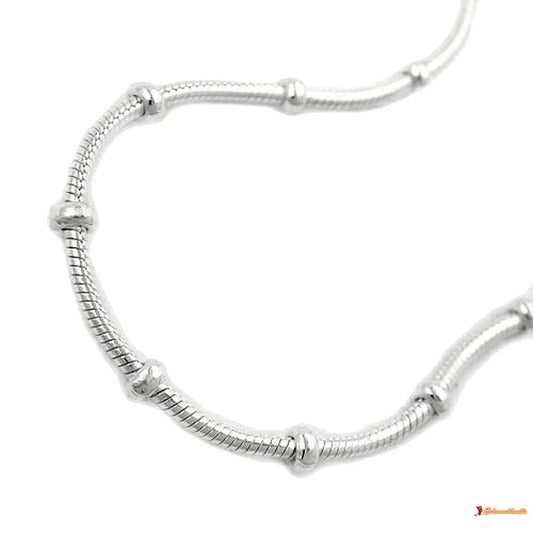 Armband 1mm runde Schlangenkette mit Kugeln symmetrisch Silber 925-Armbänder 17-21cm Silber-Schmuckhoelle.com