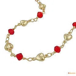 Armband 5mm Fantasie Herz und Glasperle rot AMD-Armbänder 14-20cm - Doublé-Schmuckhoelle.com