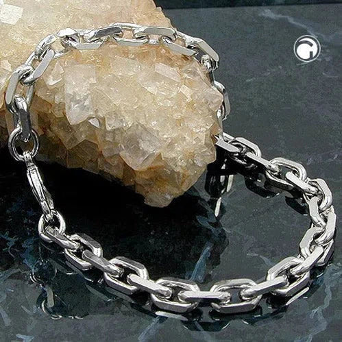 Armband 6x6mm Ankerkette Tombak rhodiniert-Armbänder/Armreifen Modeschmuck-Schmuckhoelle.com
