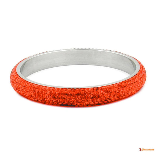 Armreif 77x10mm Metall mit 6 Reihen Glassteine rot-orange-Armbänder/Armreifen Modeschmuck-Schmuckhoelle.com