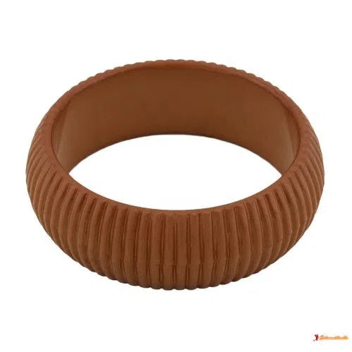 Armreif 85x26mm hellbraun Rillenstruktur Kunststoff-Armbänder/Armreifen Modeschmuck-Schmuckhoelle.com