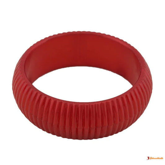 Armreif 85x26mm rot-seidig Rillenstruktur Kunststoff-Armbänder/Armreifen Modeschmuck-Schmuckhoelle.com