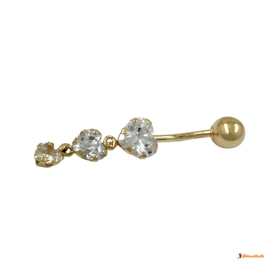 Bauchnabelpiercing Banana 35x6mm 3x Zirkonia 14Kt GOLD-Bauchnabel-Piercing GOLD-Schmuckhoelle.com
