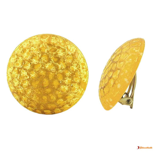 Clip 30mm gelb-goldfarben mattiert Strukturmuster Kunststoff-Bouton-Ohrclips gold/gelb/orange-Schmuckhoelle.com