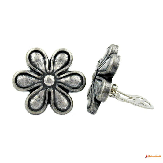 Clip Blüte altsilber-farbig-Ohrclips silber/grau-Schmuckhoelle.com
