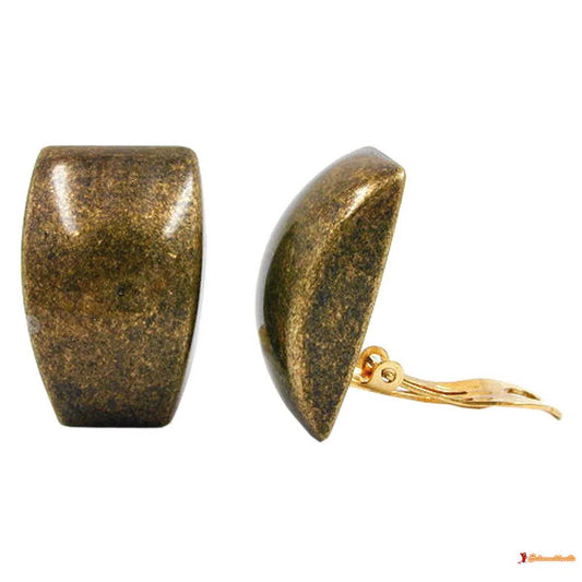 Clip Ohrring 27x17mm Trapez altmessing glänzend Kunststoff-Bouton-Ohrclips gold/gelb/orange-Schmuckhoelle.com