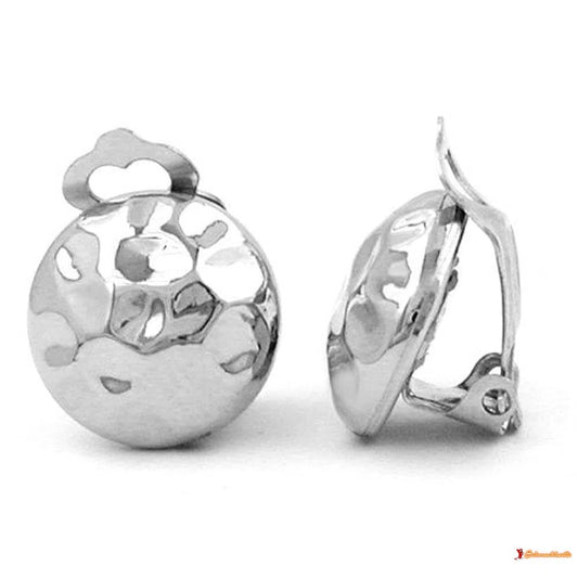 Clip chrom-glänzend gehämmert-Ohrclips silber/grau-Schmuckhoelle.com