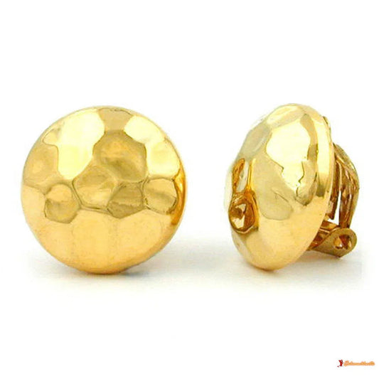 Clip goldfarben-glänzend gehämmert-Ohrclips gold/gelb/orange-Schmuckhoelle.com