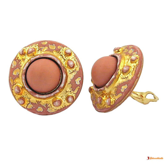 Clip lachs gold-gewischt-Ohrclips gold/gelb/orange-Schmuckhoelle.com