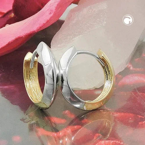 Creole 14x3mm Klappscharnier bicolor durchlegiert 9Kt GOLD-Creolen mit Klappscharnier GOLD-Schmuckhoelle.com