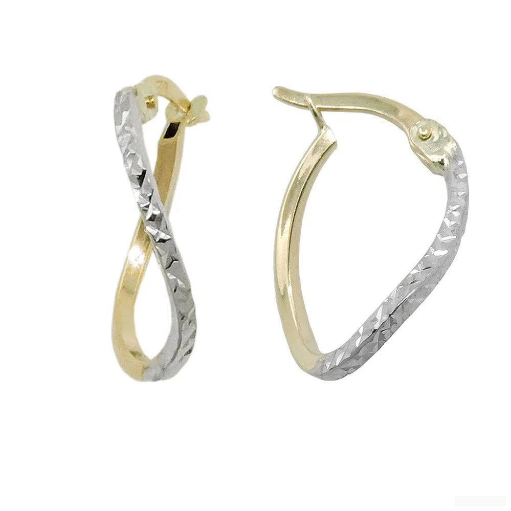 Creole Ohrring 17x12x1mm bicolor rhodiniert diamantiert 9Kt GOLD-Sonstige Creolen GOLD-Schmuckhoelle.com