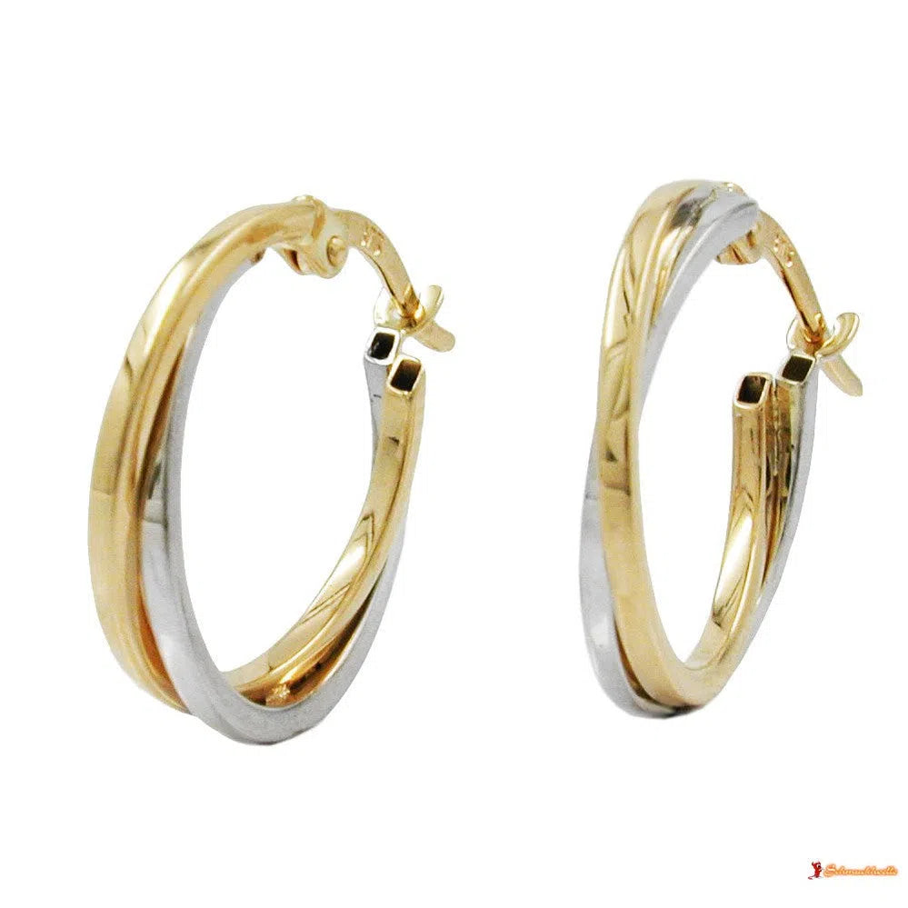 Creole Ohrring 19x2mm bicolor Gelbgold und Weißgold 9Kt GOLD-Sonstige Creolen GOLD-Schmuckhoelle.com